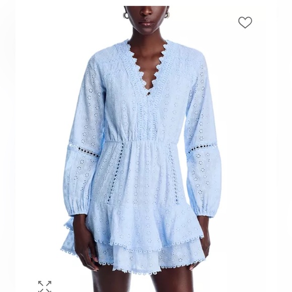 Bloomingdale's Dresses & Skirts - Light Blue Eyelet V-Neck Long Sleeve Mini Dress